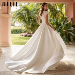 Elegant Classic Sexy Wedding Dresses Cap Sleeve V-Neck Lace Bridal Dress A Line Court Train Gown New Vestido De Novia Customized