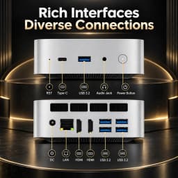 TOPC AMD Ryzen 7 7840HS Mini PC Radeon 780M DDR5 5600MHz Dual M.2 PCIe 4.0 Dual HDMI 1G LAN Mini Computer