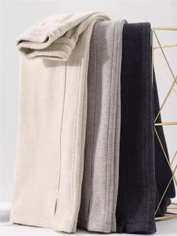 Thickened Woolen Straight Leg Pants Women's High Waist Wide Leg Trousers Autumn Winter Casual Pants Pocket Design Cotton Blend