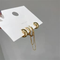 4Pcs Vintage Geometric Ear Cuff Set Korean Gold Color Irregular Ear Cuff Cute Cartilage No Pierced Clip Earrings Women's Jewelry