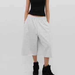 Y2K Grunge Baggy Capri Pants Women Drawstring Wide Leg Sweatpants Vintage Raw Hem 3/4 Cropped Joggers Trousers Loungewear