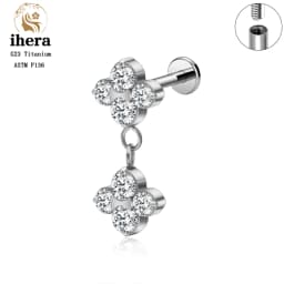 ASTM F136 Titanium Ear Cartilage Earrings Internal Thread 16G Hidden Helix Stud CZ Drape Chain Flat Back Tragus Piercing Jewelry