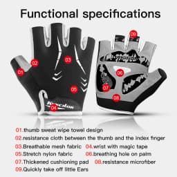 professional outdoor bicycle gloves, with touch screen shock absorption, anti slip, wear-resistant riding half finger glo