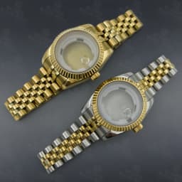 BLIGER 31mm NH05 NH06 Watch Case Fluted Curved Silver Gold Rose Gold Jubilee For Ladies Watch Date Sapphire Glass Waterproof