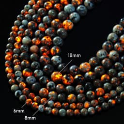 Natural Stone Round Flame Stone Beads Yooperlite Fire Sodalite Loose Spacer Beads for Jewelry Making DIY Bracelets Necklace 15''
