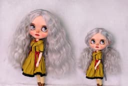 Blythes Doll Wig Fits Into the New 1/69-10in Size Fashion Medium Foam Roll Super Soft Silk Wig for Women Black Lily-Valley White