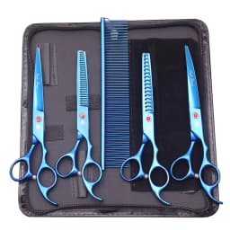 Purple Dragon Pet Scissors 7'' Stainless Dog Groomming Scissors Kit Straight Shears Thinning Shears Chunker Curved Shears Z3003