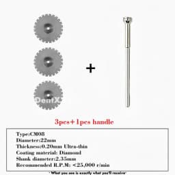 Ultra-Thin Double-Sided Diamond Grinding Discs – 0.20mm Cutting & Polishing Blades with 2.35mm Shank