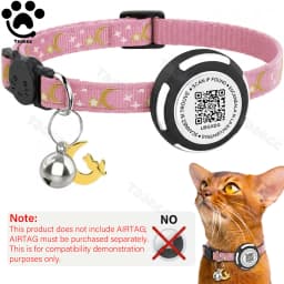 Glow AirTag Cat Collar with Airtag Holder & Pet Name QR Code for Apple Tracker Dual Protection Pet Collar for Kitten Puppy