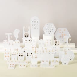 Jewelry Display Rack, Acrylic T-shaped Earring Display Stand Set, High-end Acrylic Earrings Holder Organizer Case White Acrylic