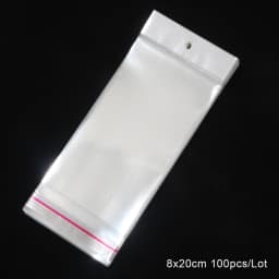100Pcs 5x10.5cm-8x27cm Opp Bag Self Adhesive Clear Transparent Plastic Storage Bag With Hang Hole Jewelry Gift Packaging Pouches