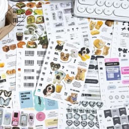 60sheets Korean Ins Time Fragments Series Coil Die Cutting Sticker Book DIY Scrapbook Collage Junk Journal Background Decoration