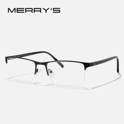 MERRYS DESIGN Titanium Alloy Glasses Frame For Men Women Square Half Frame Acetate Legs Myopia Prescription Eyeglasses S2612