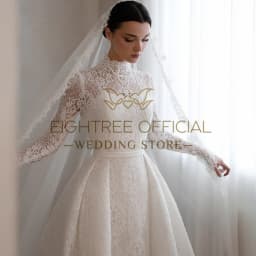 Eightree Elegant A-Line Wedding Dresses High Neck Long Sleeves Lace Bridal Dress Boho Beach Wedding Prom Ball Gowns Customized