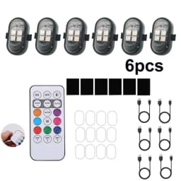 2/4/6pcs Wireless Remote Control LED Strobe Light for Car Auto Motorcycle Bike Drone Scooter Anti-collision Warning Lamp Flash