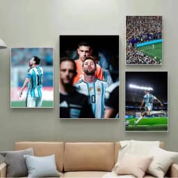 L-Lionel M-Messi Poster Self-adhesive Art Waterproof Paper Sticker Coffee House Bar Room Wall Decor