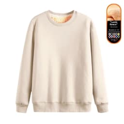 Men's Fleece Lined round Neck Sweatshirt Loose Long Sleeve T-Shirt Thickened Lamb Velvet Warm Winter Base Layer Shirt
