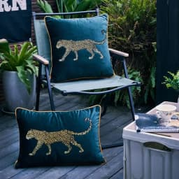 American Decorative Pillowcase Animal Parrot Leopard Embroidered Pillow Case Ornamental Pillows Blue Green Velvet Pillow Cover