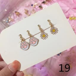 2 Pairs/Set 2 Pairs/Set New Arrivals Cute White Cats Butterfly Clip on Earrings for Kids Girls Earrings Jewelry No Pierced Child