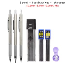 Full Metal 2.0 mm Mechanical Pencils Leads Set for Art Drawing Painting Color 2B Automatic Pencils Office School Pens Supplies