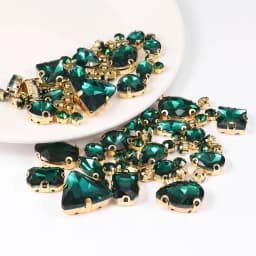 130pcs/lot Gold Claw Setting Glass Rhinestone Mixed Shape Sew On Crystal Stone Diamond for Wedding Dress Shoes Bags DIY Trim