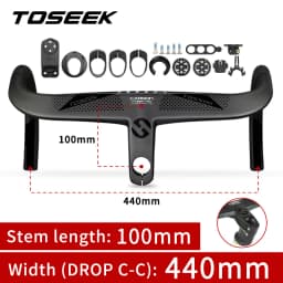 TOSEEK Bicycle Handlebar Drop Bar T800 Road Carbon Handlebar Integrated Road Handlebar Bent Bar Internal Cable Routing Bike Par