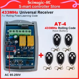 433MHz Universal Garage Door Receiver and ALUTECH AT-4 Rolling Code Remote Control Matching 2CH AC DC 7-32V 220V Rf Relay Switch