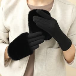 Women's autumn and winter rabbit fur gloves plus velvet thickened windproof and warm riding cold-proof touch screen suede gloves