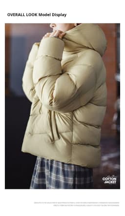 Maden Women's Winter Hooded Puffer Jacket Stand Collar Loose Warm Quilted Cotton Coat Thick Insulated Outerwear Casual Style