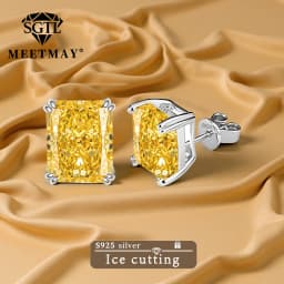 Bocarman Ice Cut Zircon Stud Earrings S925 Silver Paraiba Tanzanite Blue Mint Green Rectangular Multicolor Women Fine Jewelry