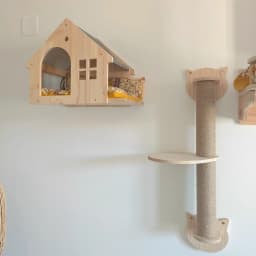 Wall Mounted Cat Climbing Shelves Cat House Cat Bridge Cat Hammock with Scratching Post and Pedals or Stairway for Kittens