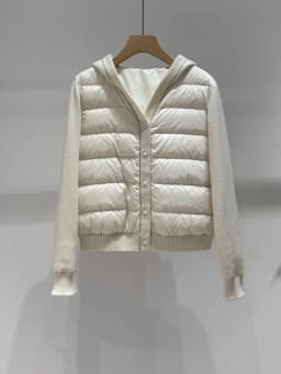2026Fall/Winter Women's Cashmere-Knit Hooded Down Coat