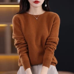 2026 New Cashmere Basic Top Long Sleeve Women O-Neck Knitted Sweater 100% Pure Merino Wool Pullover Clothing Knitwear Traf