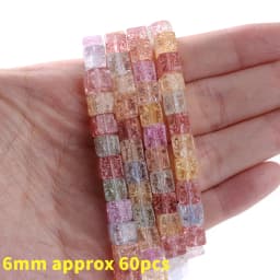Natural Stone Square Beads Crack Crystals Gem Loose Spacer Cube Beads for Jewelry Making DIY Bracelet Necklace Accessories 6mm