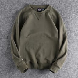 1561# Spring Autumn New 360g American Retro Solid Color Sweatshirts Men's Simple 100% Cotton Washed Pullover Casual Sportwear