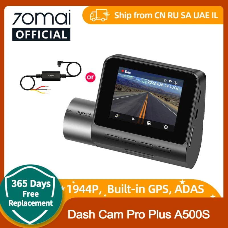 70mai A500S Recorder Car DVR Front Cam A500S 1944P Night Vision 70mai Dash Cam Pro Plus Built-in GPS Wifi Support Rear Cam