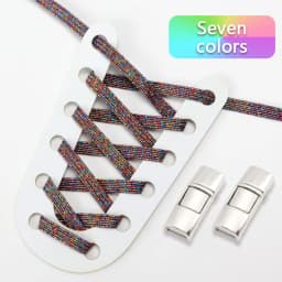 Rainbow Elastic Shoelaces Sneakers Press Lock Shoe laces without ties Kids Adult Flats No Tie Laces Glitter Shoes Accessories