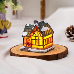 AlliLit Christmas Decoration 2026 New Year Night Light LED Snow House Sculpture Home Resin Crafts Xmas Ornaments Gift