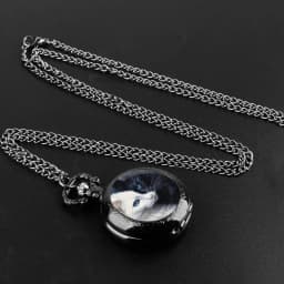 Cool Black White Cat Pattern Arabic Digital Dial Quartz Pocket Watch Vintage Necklace Pendant Chain Gift for Women Man Children