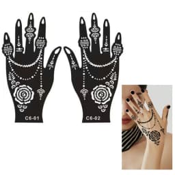 Pattern Tattoo Stencils for Women Hollow Henna Flower Tattoo Stencils for Hand Fingers Reusable Tattoo Templates Tattoo Tools