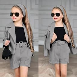 Customized Girl Outfit Solid Yellow Notch Lapel Girl Suits High Quality Party Birthday Children Clothing(Jacket+Short Pants)