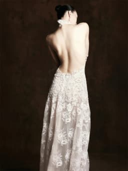 Tokyo Customized White Halter Necklink Wedding Dress Detachable Sleeves Backless Bridal Gown Elegant Lace A-Line Wedding Gown