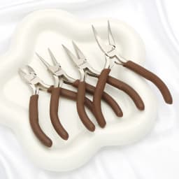 1Pc 11/12.5cm Long Brown Handle Plier Bent Round Needle Nose Cutting Wire Pliers For Jewelry Making Tool Diy Jewelry Accessories