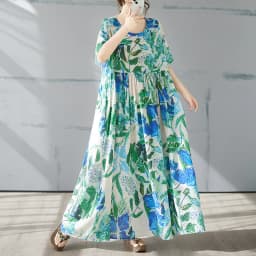 Plus Size Bohemian Print Maxi Long Dress for Women Floral Casual Cotton Linen Loose Vintage Vestidos Para Mujer Robe Dresses