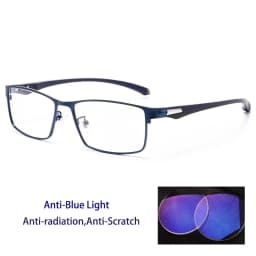 KOCOLIOR Anti Blue Light Men Reading Glasses Titanium Alloy Metal Frame Business Computer Reader +1.50 1.75 2.0 2.25 2.50 2.75
