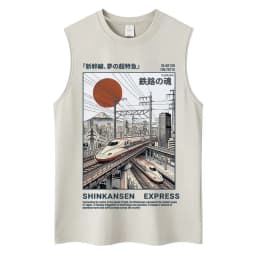 Japanese Ukiyo-e Beach Style Washed Tank Tops Naoshima Art Island Vintage Vests Men Women Cotton Casual Loose Sleeveless T Shirt