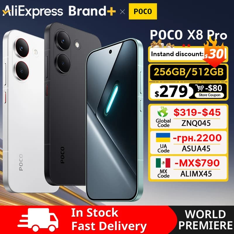 【World Premiere】POCO X8 Pro Global Version Smartphone 6.59" 1.5K 120Hz AMOLED display 50MP Dimensity 8500-Ultra 6500mAh battery