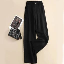 Linen High Waist Solid Color Wide Leg Pants Summer New Korean Women Loose Large Size Fashion Temperament Drape Casual Straight P