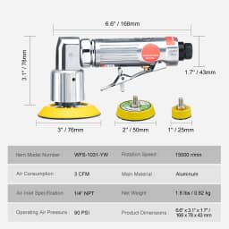 SucceBuy Mini Air Sander Orbital Pneumatic 1"/2"/3" Grinding Machine Set for Car Polishing High Speed Air Powered Polisher Tool