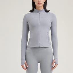 TRY TO BN Yoga Long Sleeve Coat Zipper Loose Sports Tops Breathable Sunscreen T Shirt Workout Women Running Gym Clothing Fitness